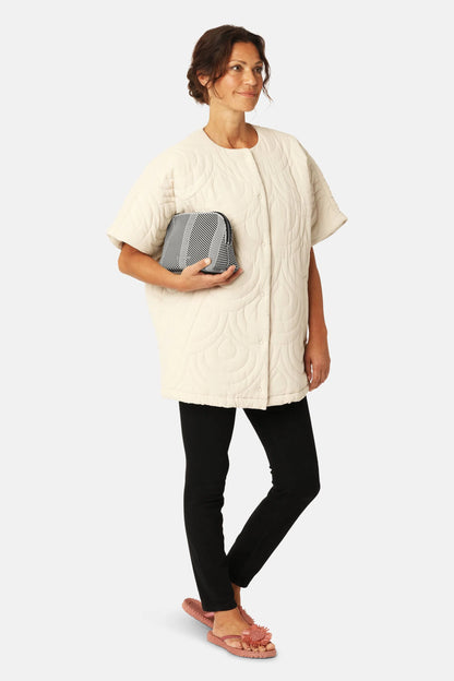 ILSE JACOBSEN Knitted Makeup Bag - Milk Creme Black