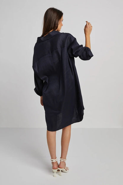 ADROIT ATELIER Kyoko pullover dress w/ sash & high low hem