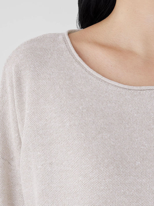 EILEEN FISHER Organic Linen Cotton Jewel Neck Box-Top