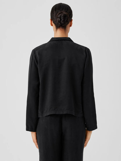 EILEEN FISHER Sandwashed Twill Stand Collar Jacket