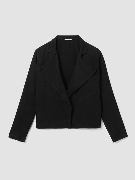 EILEEN FISHER Sandwashed Twill Stand Collar Jacket