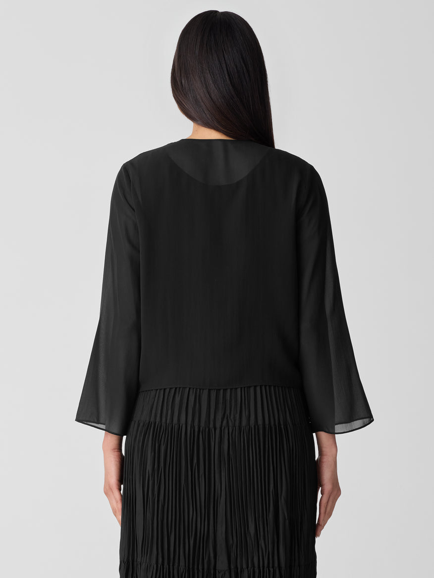 EILEEN FISHER Sheer Silk Georgette Tie Jacket
