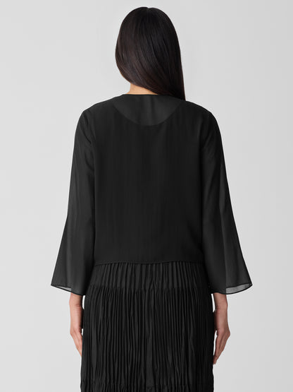 EILEEN FISHER Sheer Silk Georgette Tie Jacket