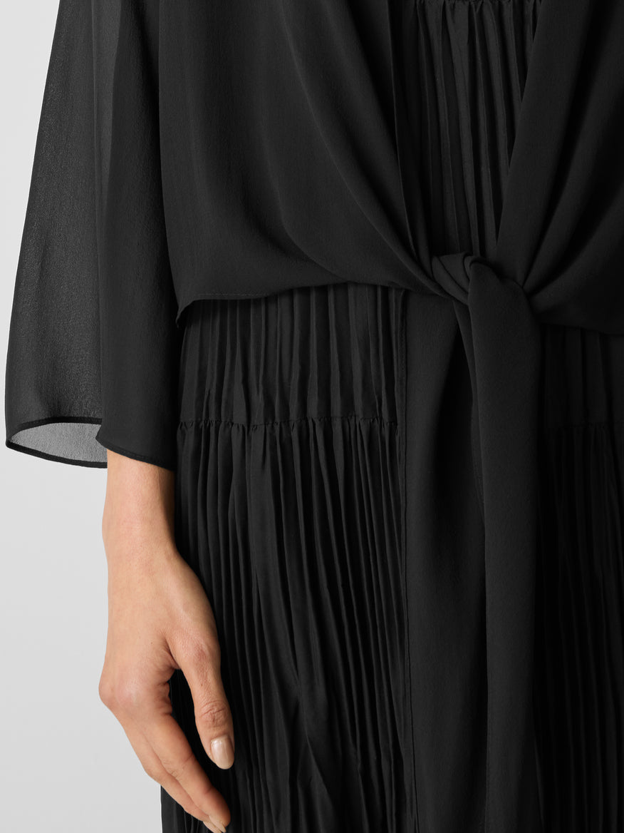 EILEEN FISHER Sheer Silk Georgette Tie Jacket