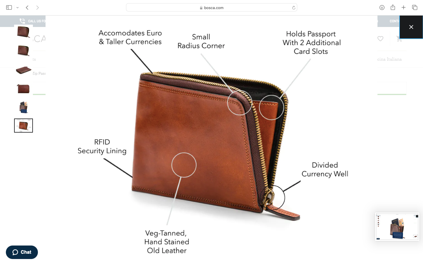 BOSCA Zip PassPort Wallet