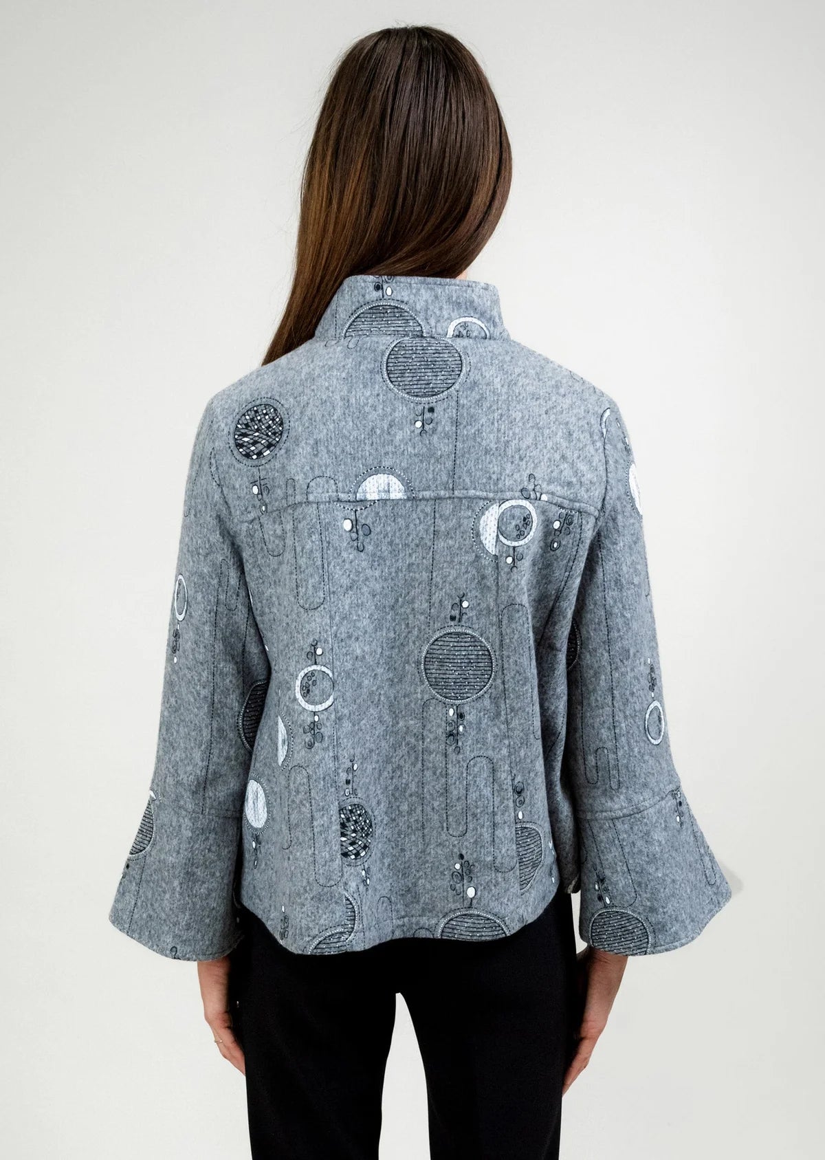 Trisha Taylor BELL SLEEVE MANDARIN COLLAR BUTTON FRONT JACKET