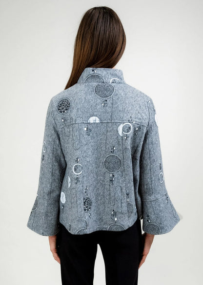 Trisha Taylor BELL SLEEVE MANDARIN COLLAR BUTTON FRONT JACKET