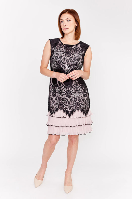 FRANK LYNMAN Knee-length Lace Overlay Dress
