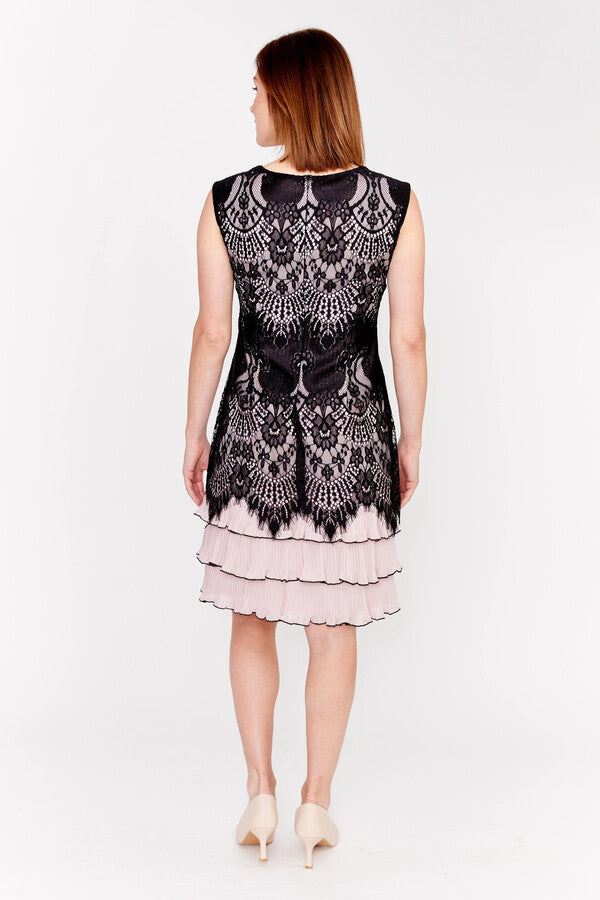 FRANK LYNMAN Knee-length Lace Overlay Dress