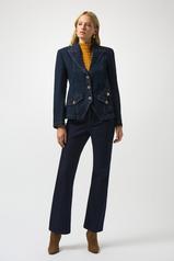 JOSEPH RIBKOFF Denim Fitted Blazer with Gold Buttons