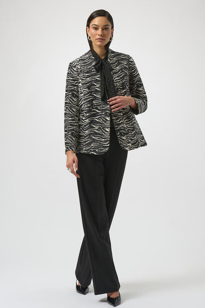 JOSEPH RIBKOFF Zebra Print Collared Jacket