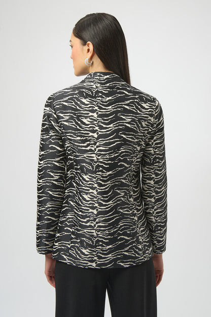 JOSEPH RIBKOFF Zebra Print Collared Jacket
