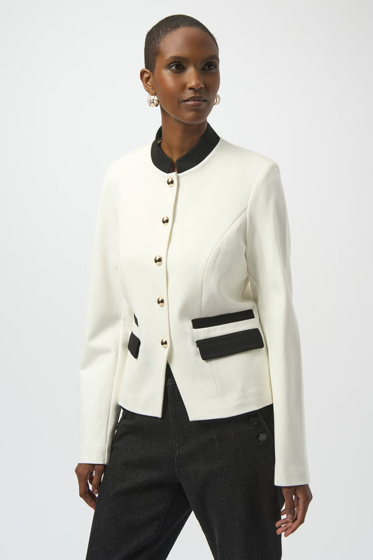 Joseph Ribkoff Heavy Knit Mandarin Collar Jacket