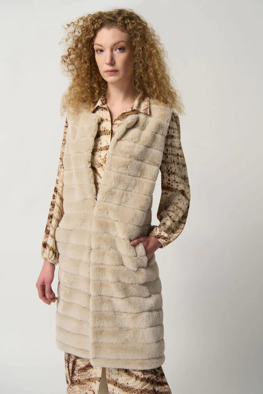 JOSEPH RIBKOFF Long Faux Fur Vest