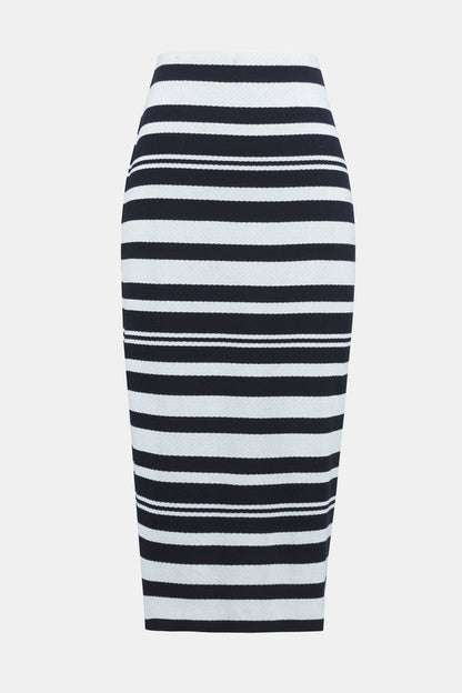 JOSEPH RIBKOFF Midnight Blue/Off-White Midi Skirt