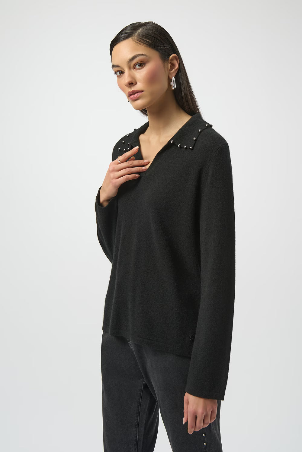 Joseph Ribkoff Sweater V-neck Jewel Embellished Pullover