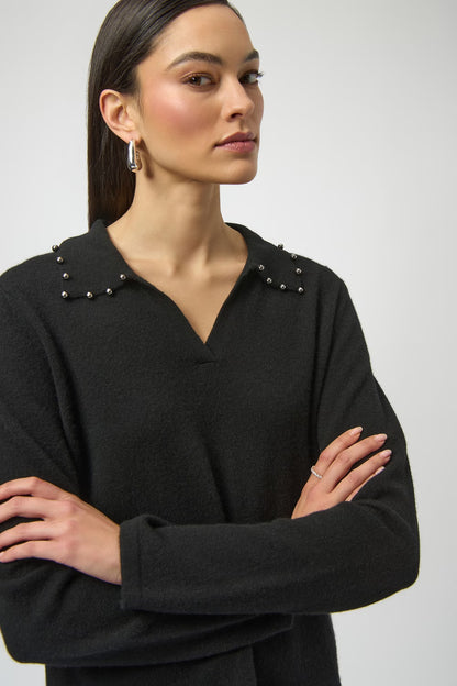 Joseph Ribkoff Sweater V-neck Jewel Embellished Pullover