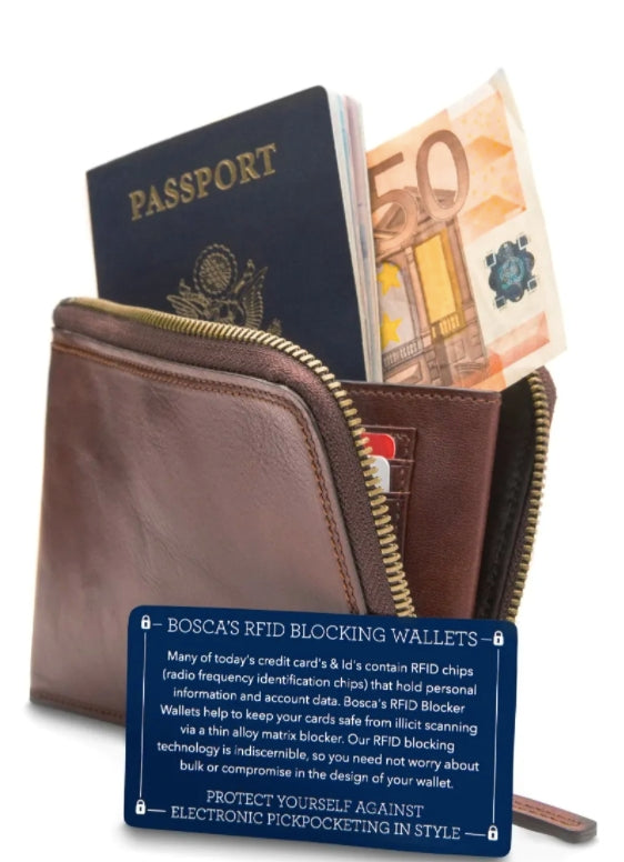 BOSCA Zip PassPort Wallet