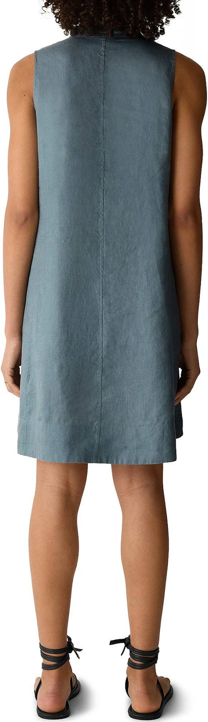 EILEEN FISHER  Women's Organic Linen Split Neck Dress