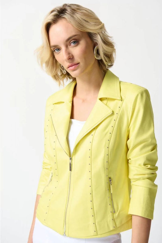 JOSEPH RIBKOFF Foiled Suede Fitted Jacket